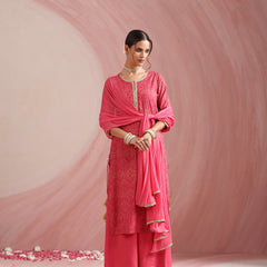 Pink Embroidered Kurta Set with Dupatta