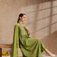 Women Ethnic Motifs Printed Sequinned Anarkali Kurta with Trousers & Dupatta