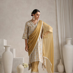 Khushal K Ethnic Motifs Embroidered Mirror Work A-Line Kurta set