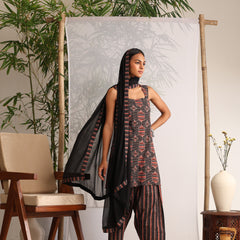 Khushal K Women Cotton kurti and Farshi Salwar with dupatta set - Black