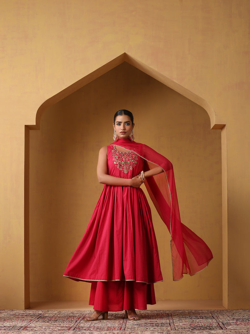 Khushal K Women Ethnic Motifs Embroidered Thread Work Kurta set