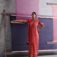 Women Hand Block Cotton Linen Printed saree