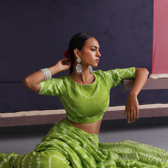 Women Hand Block Green Pure Cotton Printed Saree