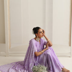 Women Hand Block Purple Pure Cotton Printed Saree