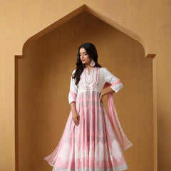 Khushal K Floral Embroidered Anarkali Thread Work Kurta set
