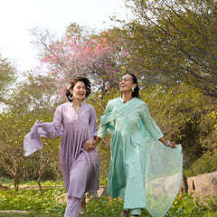 Khushal K Women Cotton Kurta and Palazzo With Dupatta Set - Green
