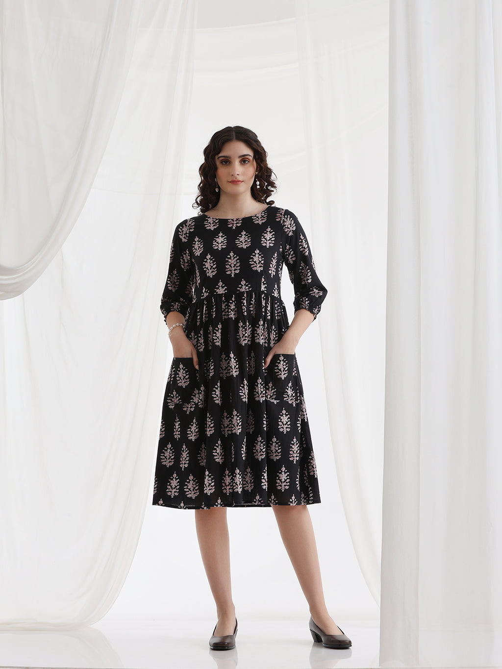 Women Floral Print Fit & Flare Mini Dress