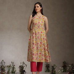 Khushal K Women Floral Printed A-Line Pure Cotton Kurta set