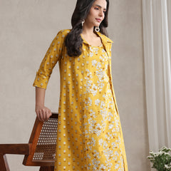 Yellow Floral & Polka Fusion Cotton Cord Set