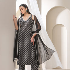 Women Floral Printed Regular Pure Cotton Kurta with Palazzos & With Dupatta