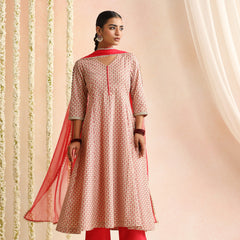 Women Ethnic Motifs Printed Pure Cotton Kurta & Trouser With Dupatta