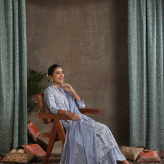 Floral Printed Pure Cotton A-Line Kurta With Palazzos And Dupatta