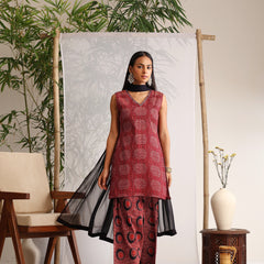 Khushal K Women Cotton kurti and Farshi Salwar with dupatta set - Maroon