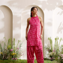 Khushal K Women Cotton Kurti With Farshi Salwar Set - Pink