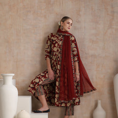 Women Floral Printed Regular Pure Cotton Kurta with Palazzos & With Dupatta