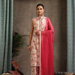 Women Floral Printed Regular Pure Cotton Kurta with Palazzos & With Dupatta