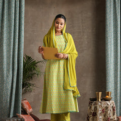 Khushal K Women Printed Regular Pure Cotton Kurta set