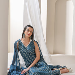Women Ethnic Motifs Printed Regular Pure Cotton Kurta with Palazzos & With Dupatta