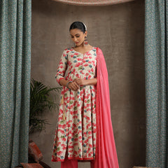 Women Floral Printed Kurta with Palazzos & Dupatta