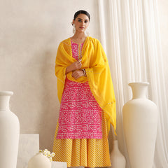 Khushal K  Printed Round Neck Pure Cotton Straight Kurta set
