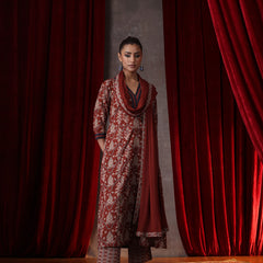 Khushal K Women Cotton kurta and palazzo with dupatta set - Rust