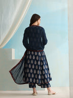 Ethnic Motifs Printed V-Neck Pure Cotton A-Line Kurta with Palazzos & Dupatta