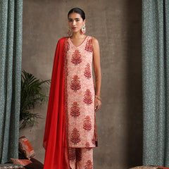 Women Ethnic Motifs Printed Regular Pure Cotton Kurta Palazzos & With Dupatta