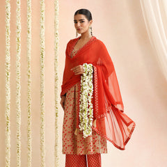 Women Floral Printed V-Neck Kurta with Trousers & Dupatta