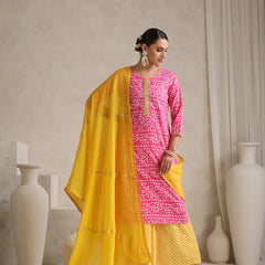 Khushal K  Printed Round Neck Pure Cotton Straight Kurta set