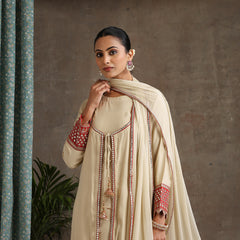 Geometric Embroidered Mirror Work A-Line Kurta With Sharara & Dupatta