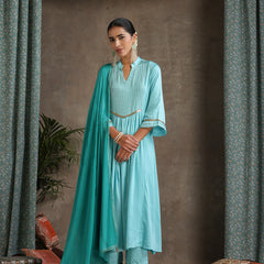 Khushal K Women Embroidered Pleated Gotta Patti Kurta set