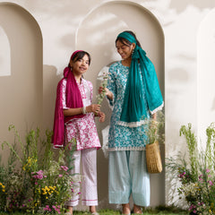 Khushal K Women Cotton Kurti And Farshi Salwar  With Dupatta Set - Green