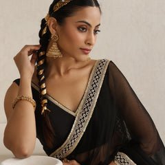Embellished Zari Poly Chiffon Fashion Saree'