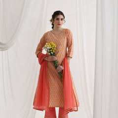 Khushal K Women Geometric Printed Pure Cotton A-Line Kurta set