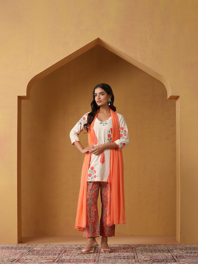 Khushal K Women Floral Printed Regular Pure Cotton Kurta set