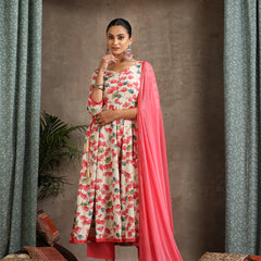 Women Floral Printed Kurta with Palazzos & Dupatta