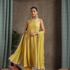 Anarkali Kurta With Palazzos And Dupatta