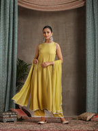 Anarkali Kurta With Palazzos And Dupatta