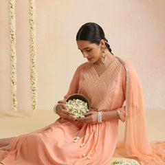 Women Ethnic Motifs Embroidered Empire Sequinned Kurta with Trousers & With Dupatta