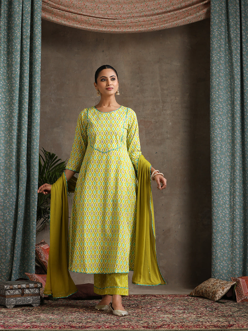 Khushal K Women Printed Regular Pure Cotton Kurta set