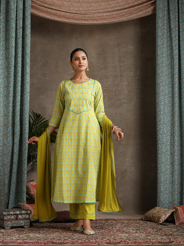 Khushal K Women Printed Regular Pure Cotton Kurta set