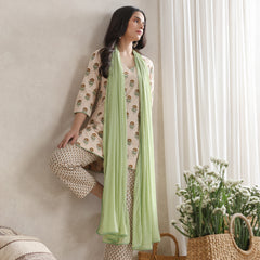 Floral Printed V-Neck Pure Cotton Kurta with Palazzos & With Dupatta