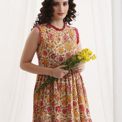 Women Floral Print Fit & Flare Midi Dress