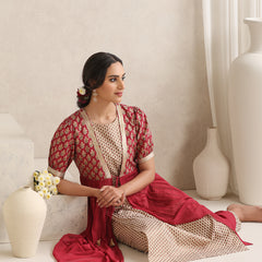 Traditional Jacket Style Cord Set with Printed Inner & Trouser