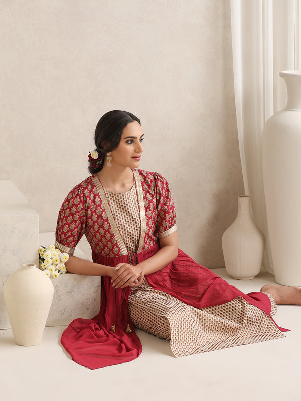 Traditional Jacket Style Cord Set with Printed Inner & Trouser