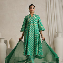 Women Floral Printed Regular Pure Cotton Kurta with Palazzos & With Dupatta