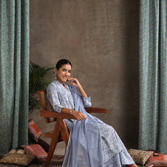Floral Printed Pure Cotton A-Line Kurta With Palazzos And Dupatta
