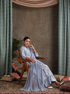 Floral Printed Pure Cotton A-Line Kurta With Palazzos And Dupatta