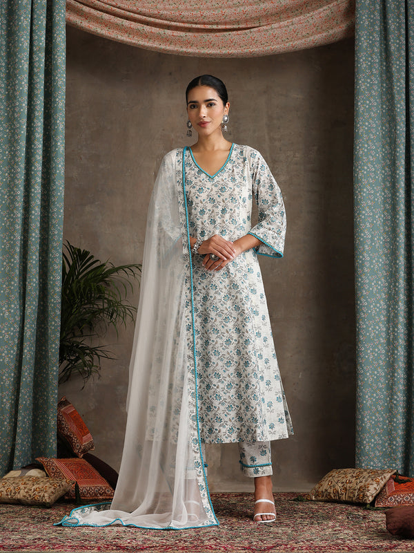 Khushal K Floral Printed A-Line Kurta set
