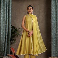 Anarkali Kurta With Palazzos And Dupatta